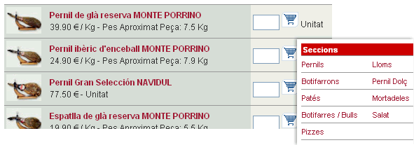 Llistat de productes